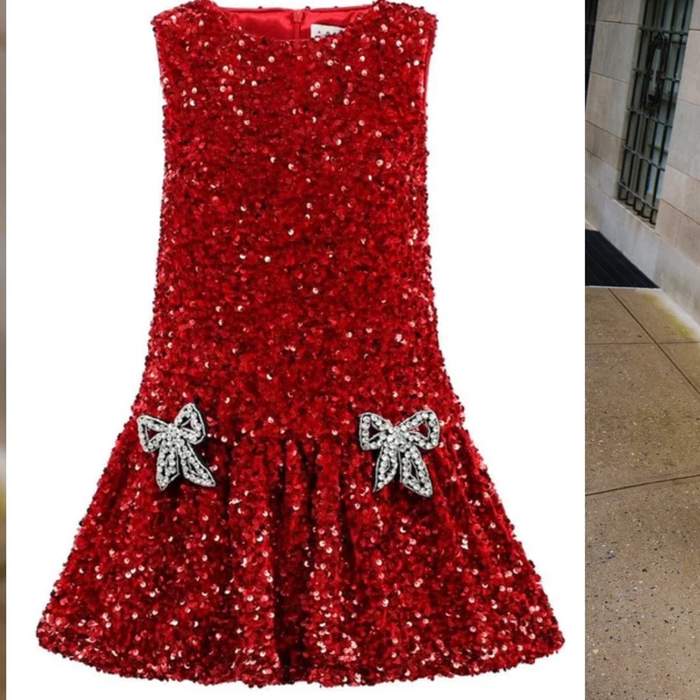 Lola + The Boys Red Sequin Detail